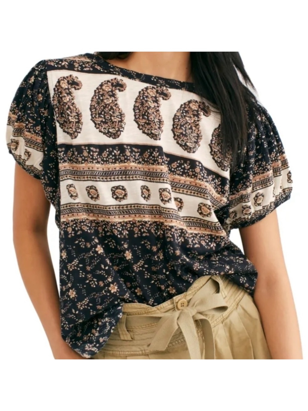FREE PEOPLE paisley boho print top small